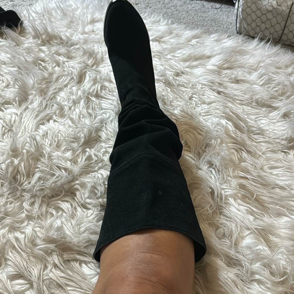 Michael Kors Black Suede Boots over the knee 4 inch heels